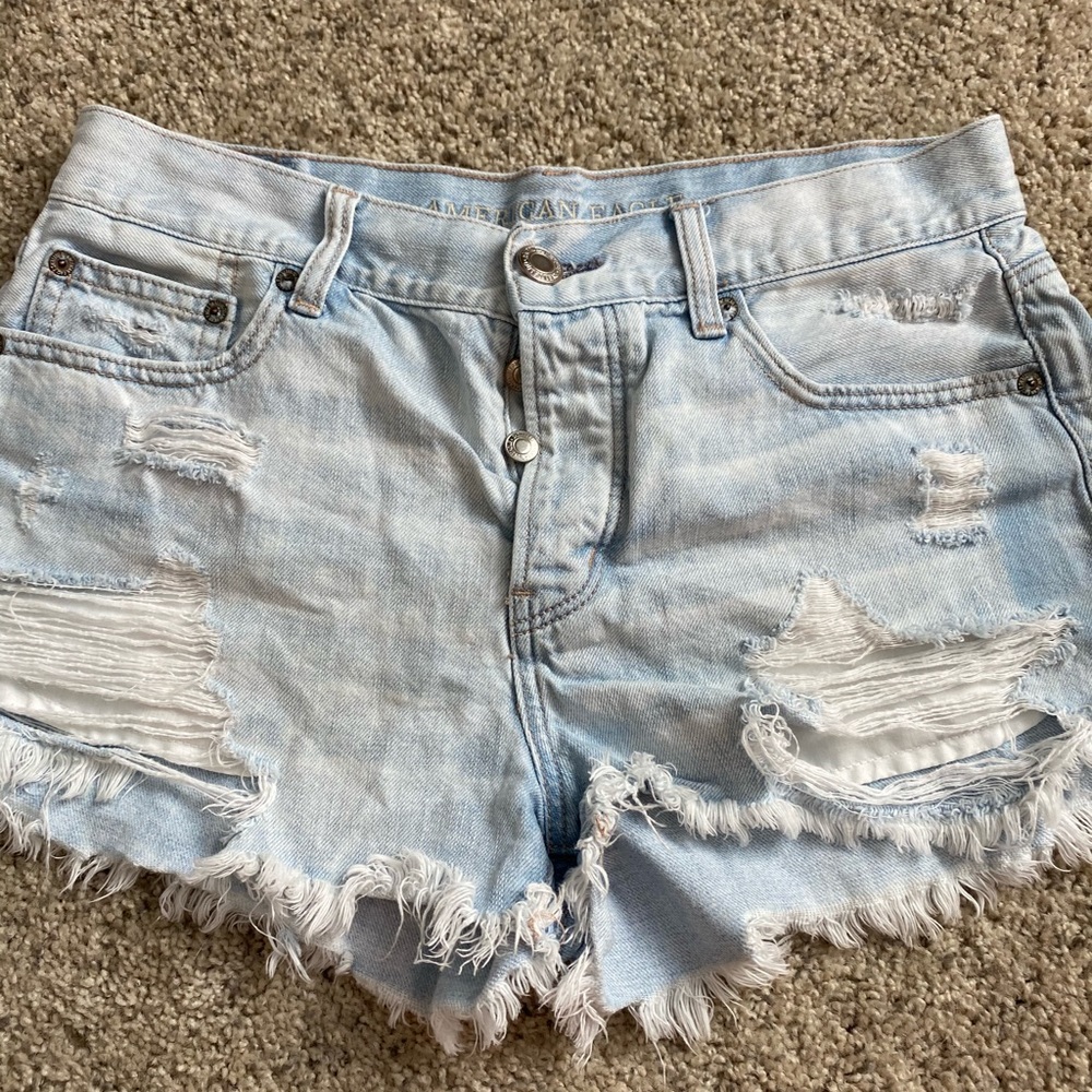 Denim destressed shorts